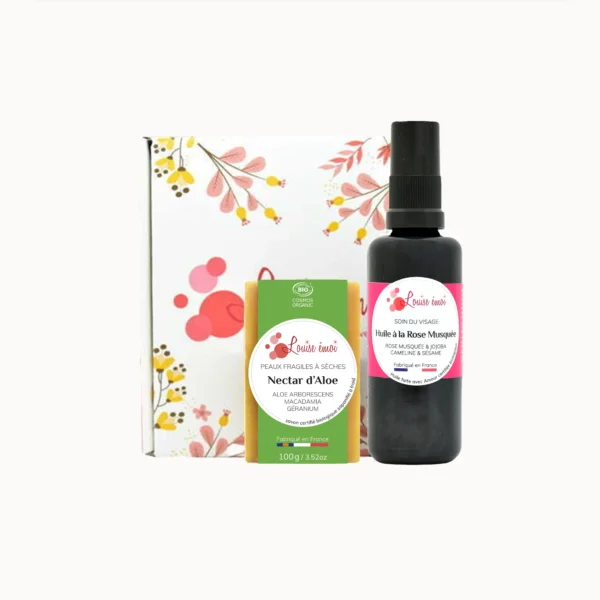 coffret rose ･ huile rose musquée & savon nectar d’aloe